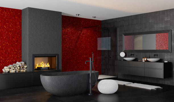 marmol chimenea baño